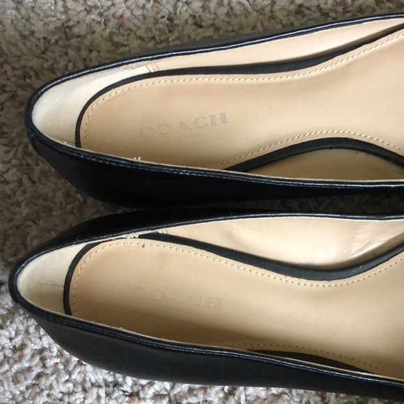 Coach Carriage Insignia Symbol Bolo Bow tie Black Real Leather Flats Size 8.5 B - Picture 5 of 9